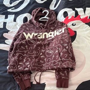 Wrangler maroon Western Rope Print Cropped Hoodie